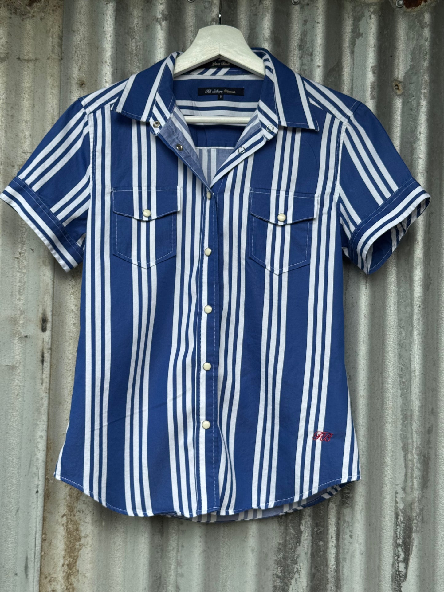 RB Sellars Womans Yass Twill Short Sleeve Shirt Size 8