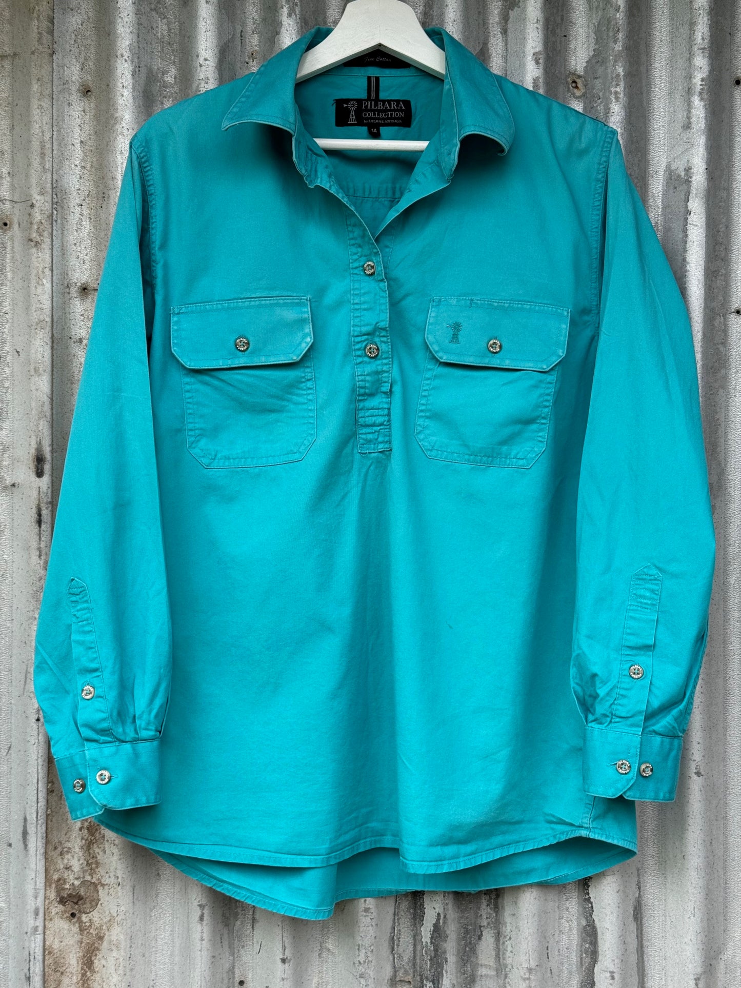 Pilbara Collection Fine Cotton Womens Long Sleeve Shirt Size 14