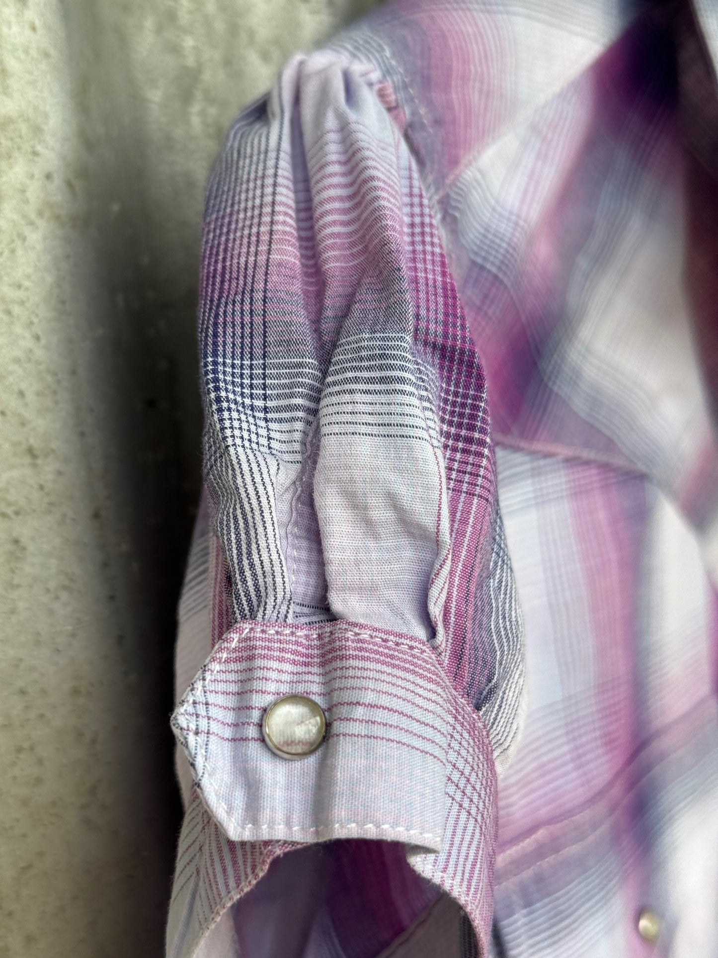 Wrangler Purple Check Womens Short Sleeve Shirt Size 10
