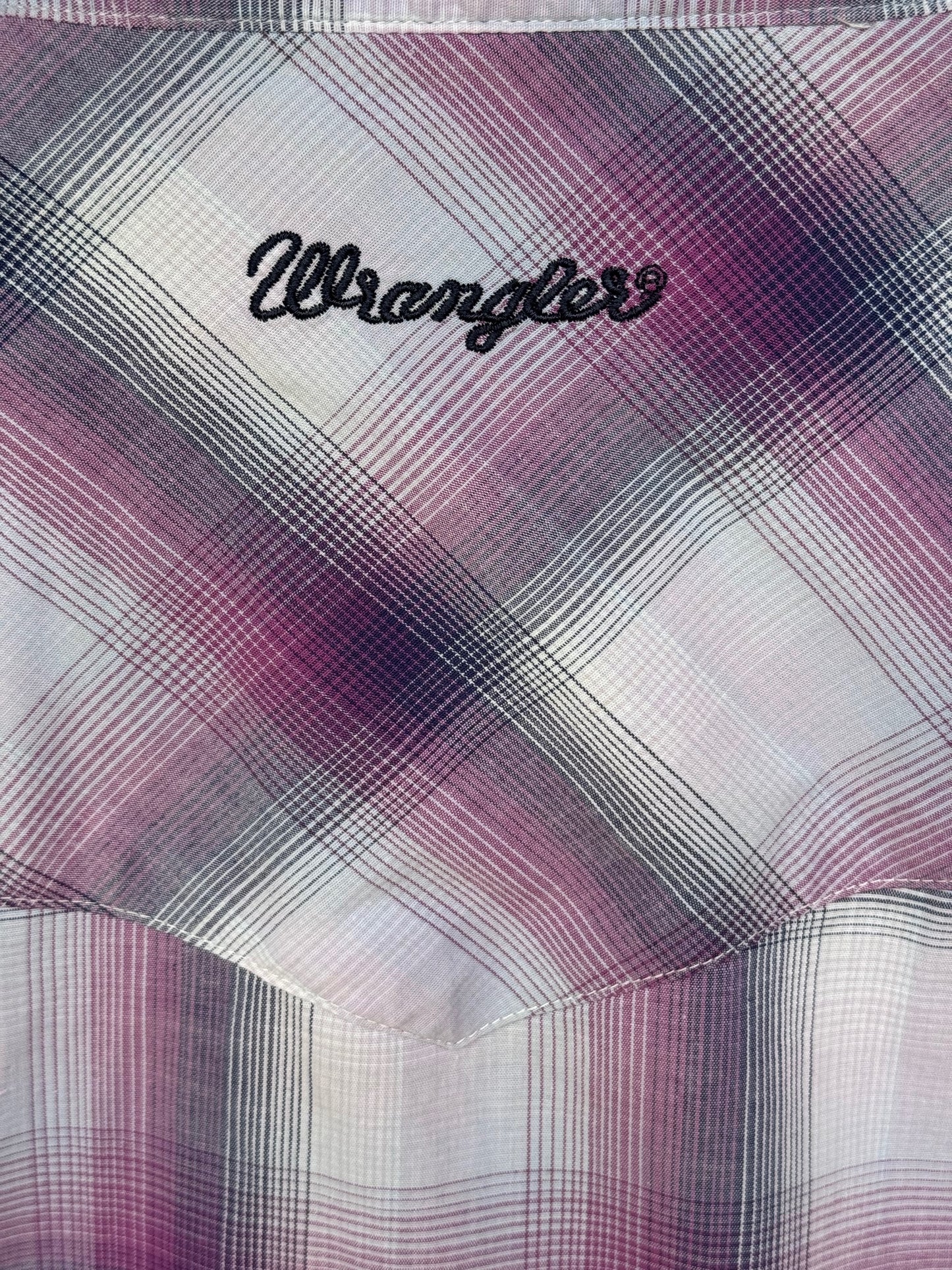 Wrangler Purple Check Womens Short Sleeve Shirt Size 10