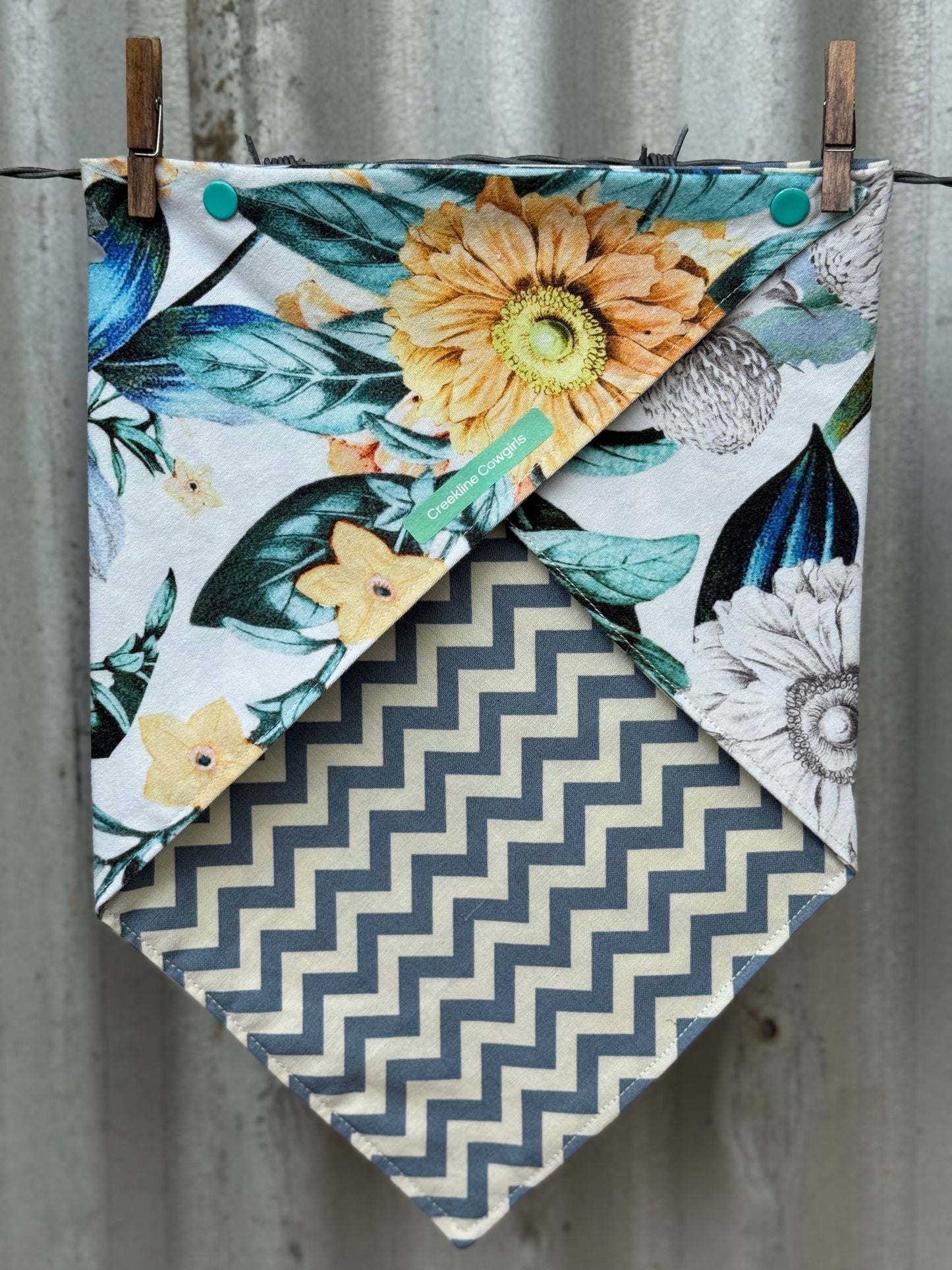 Aqua Flowers Scarf