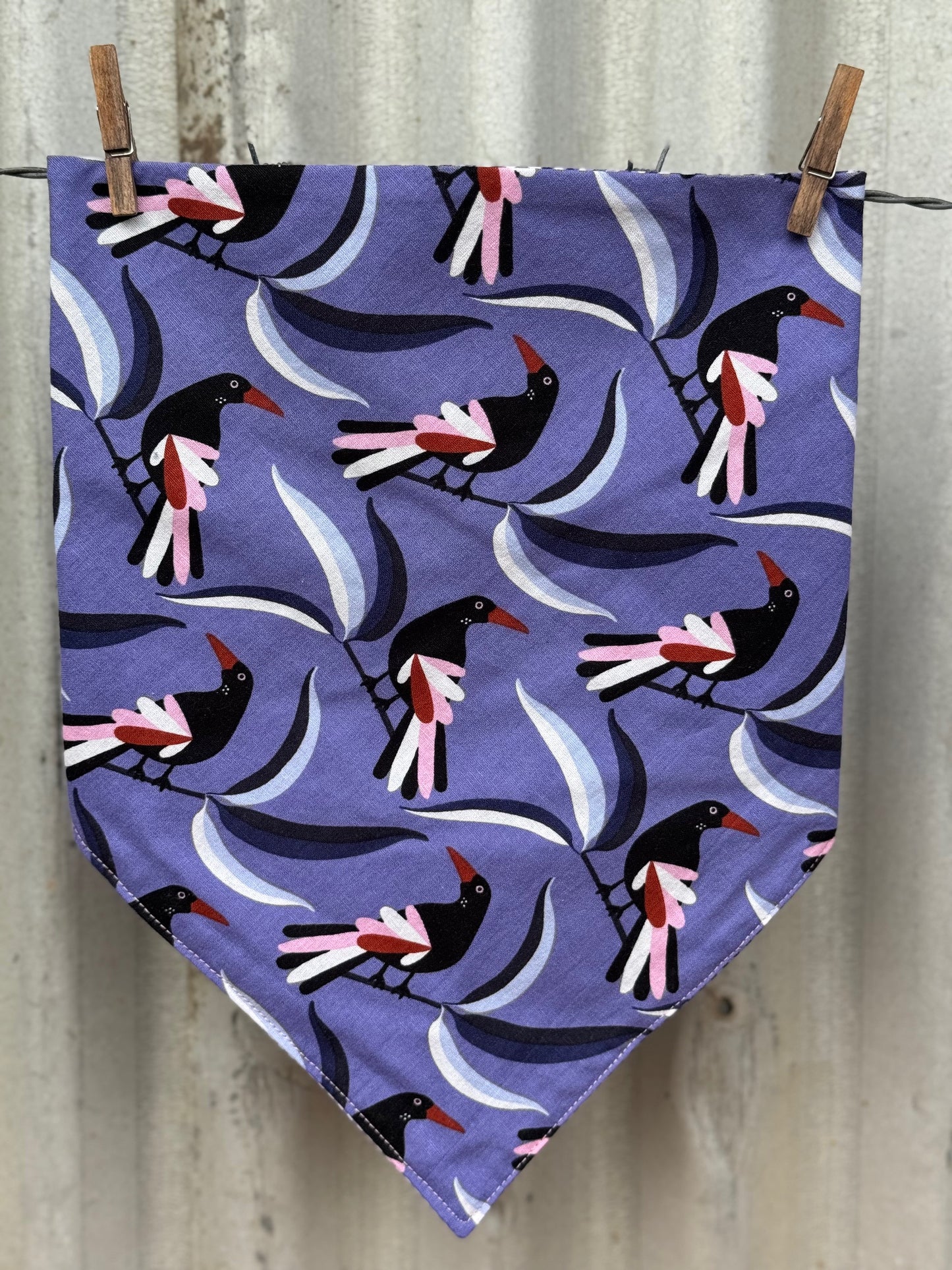 Birds & Purple Check Scarf