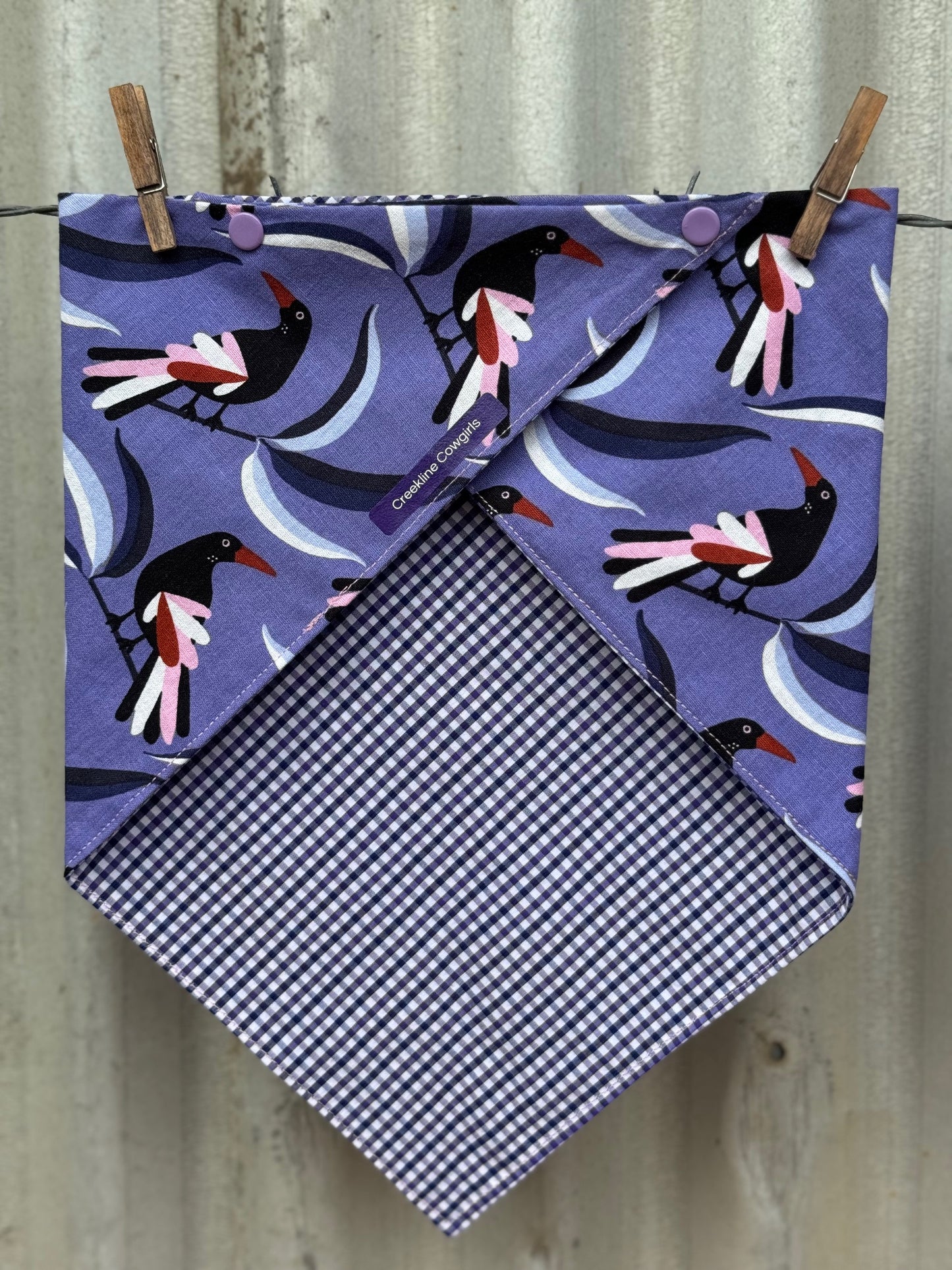 Birds & Purple Check Scarf