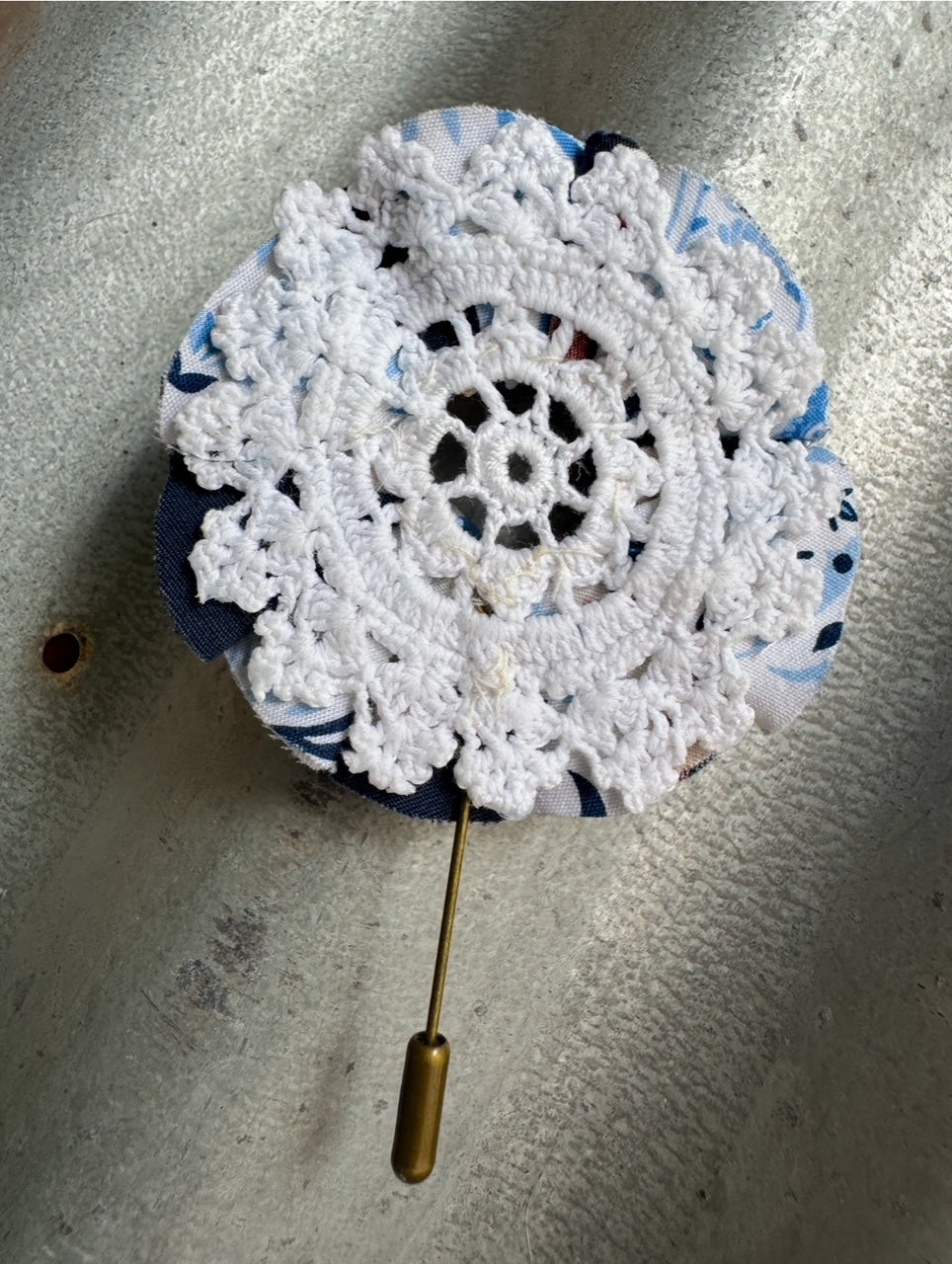 Blue & White Floral Hatpin