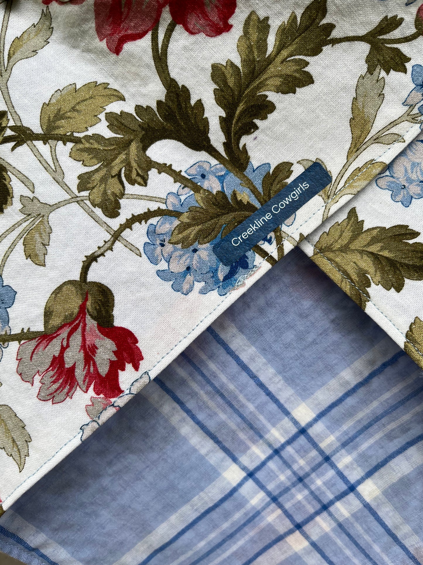 Roses & Blue Check Scarf