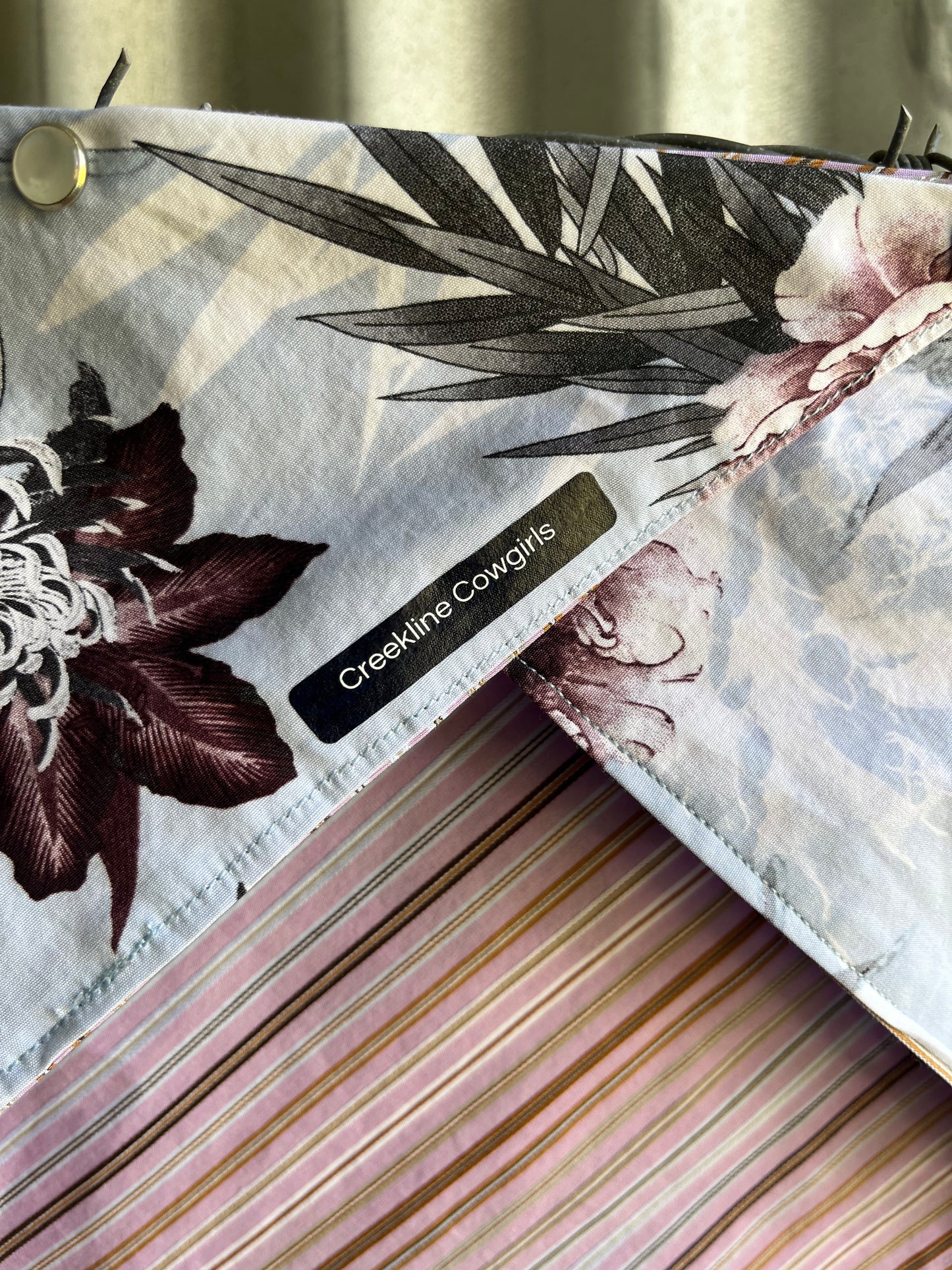 Burgundy & Blue Floral Stripe Scarf