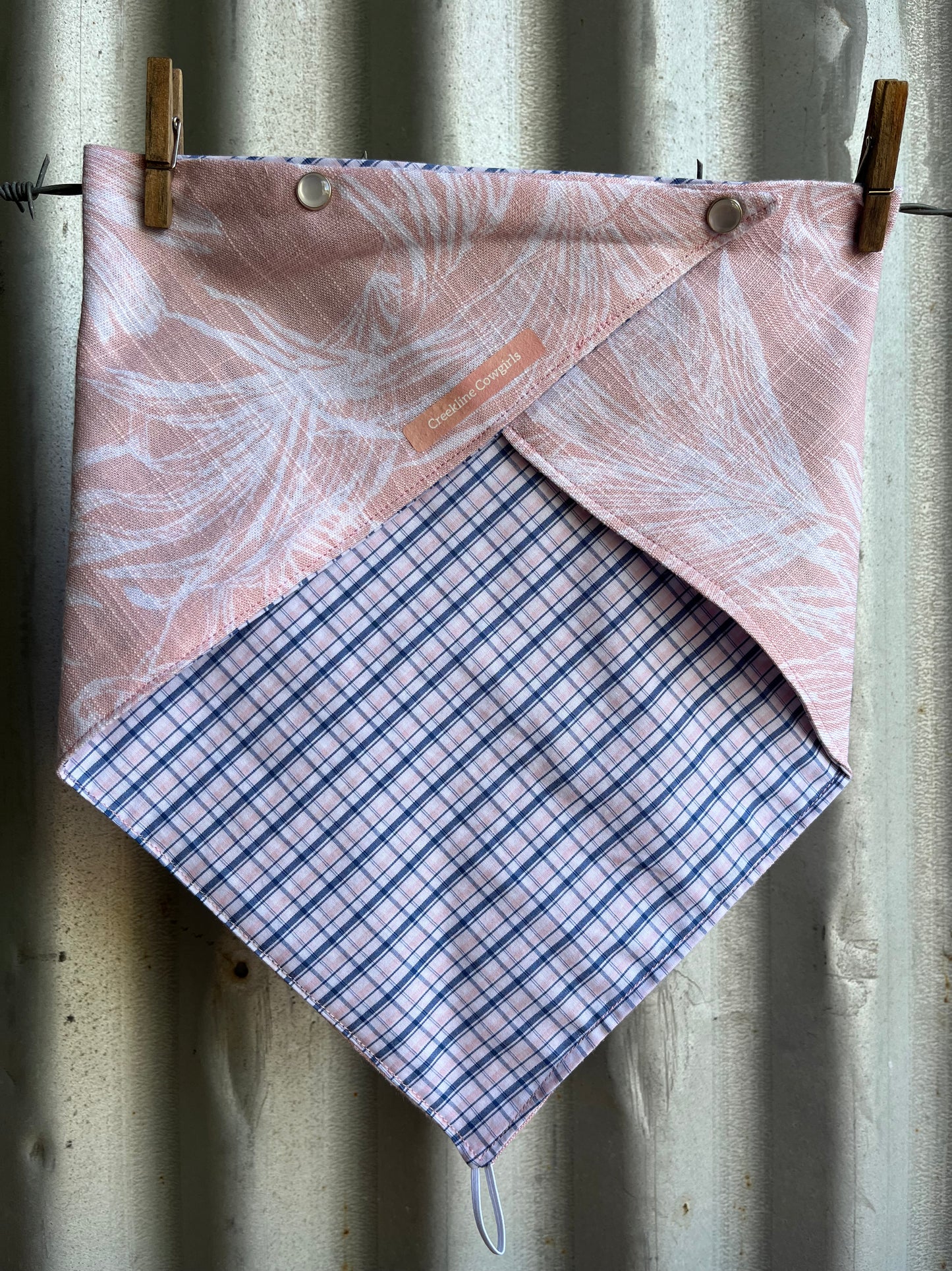 Pink Tropical & Blue Check Scarf