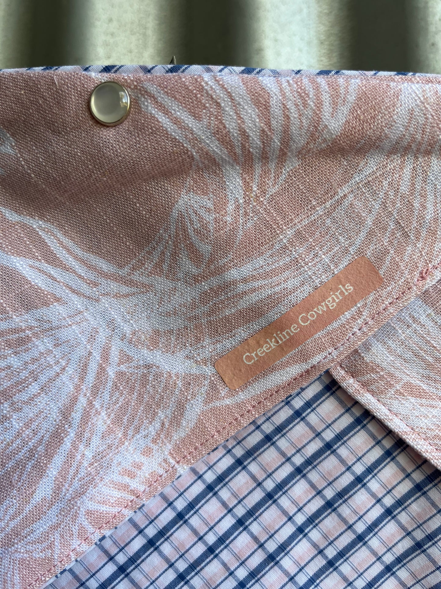 Pink Tropical & Blue Check Scarf