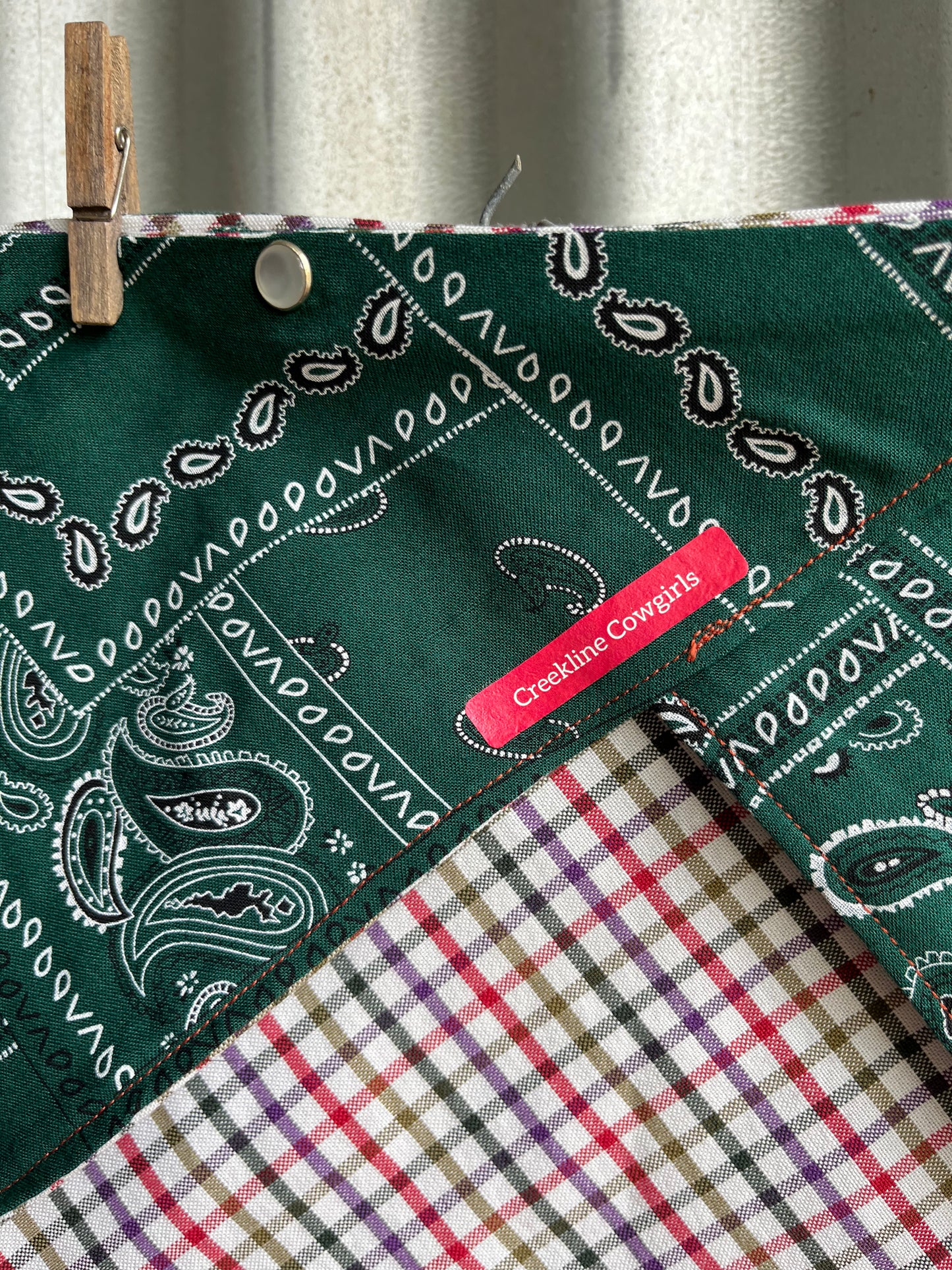 Green Paisley & Check Scarf