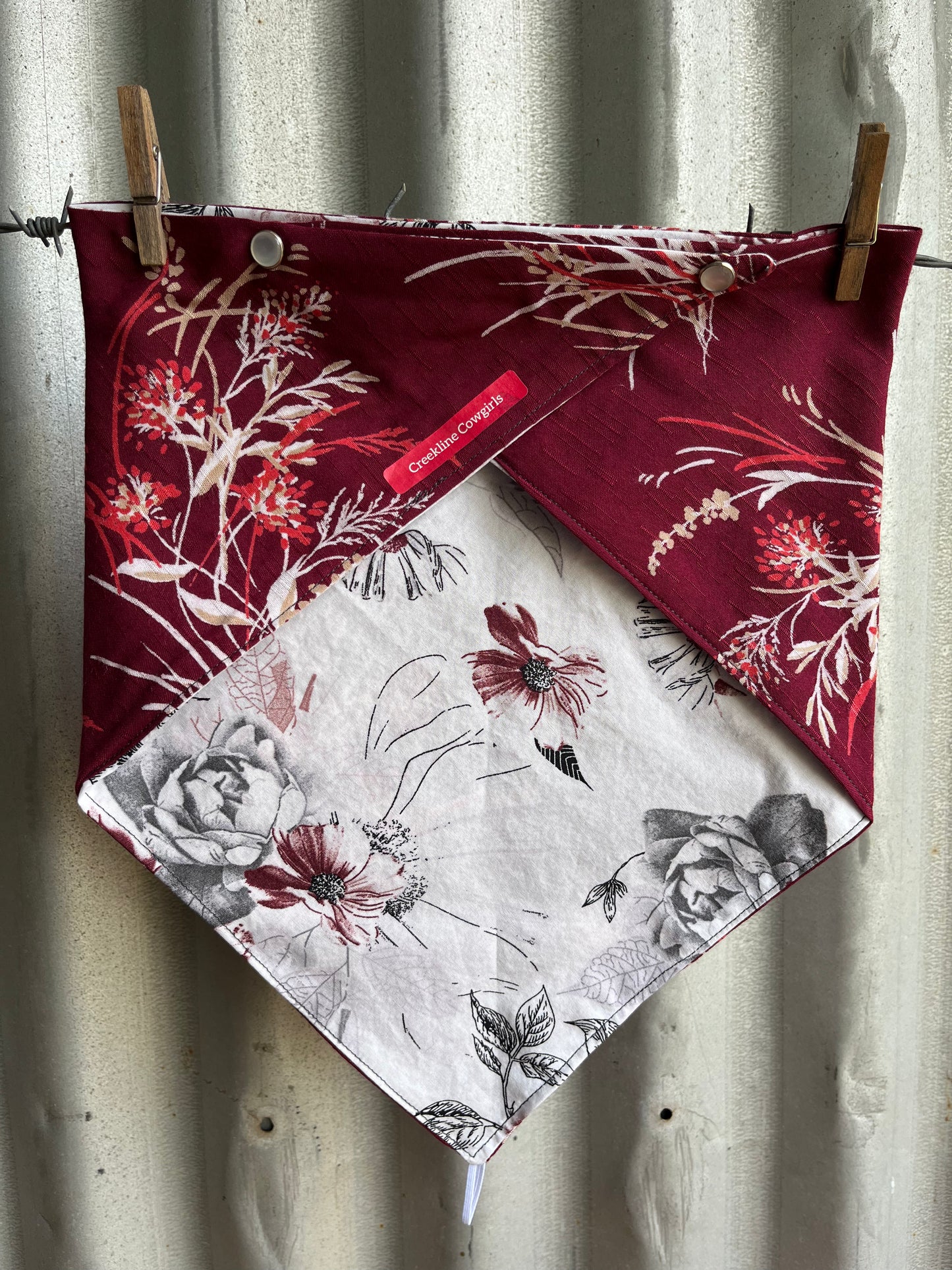 Burgundy & White Blooms Scarf