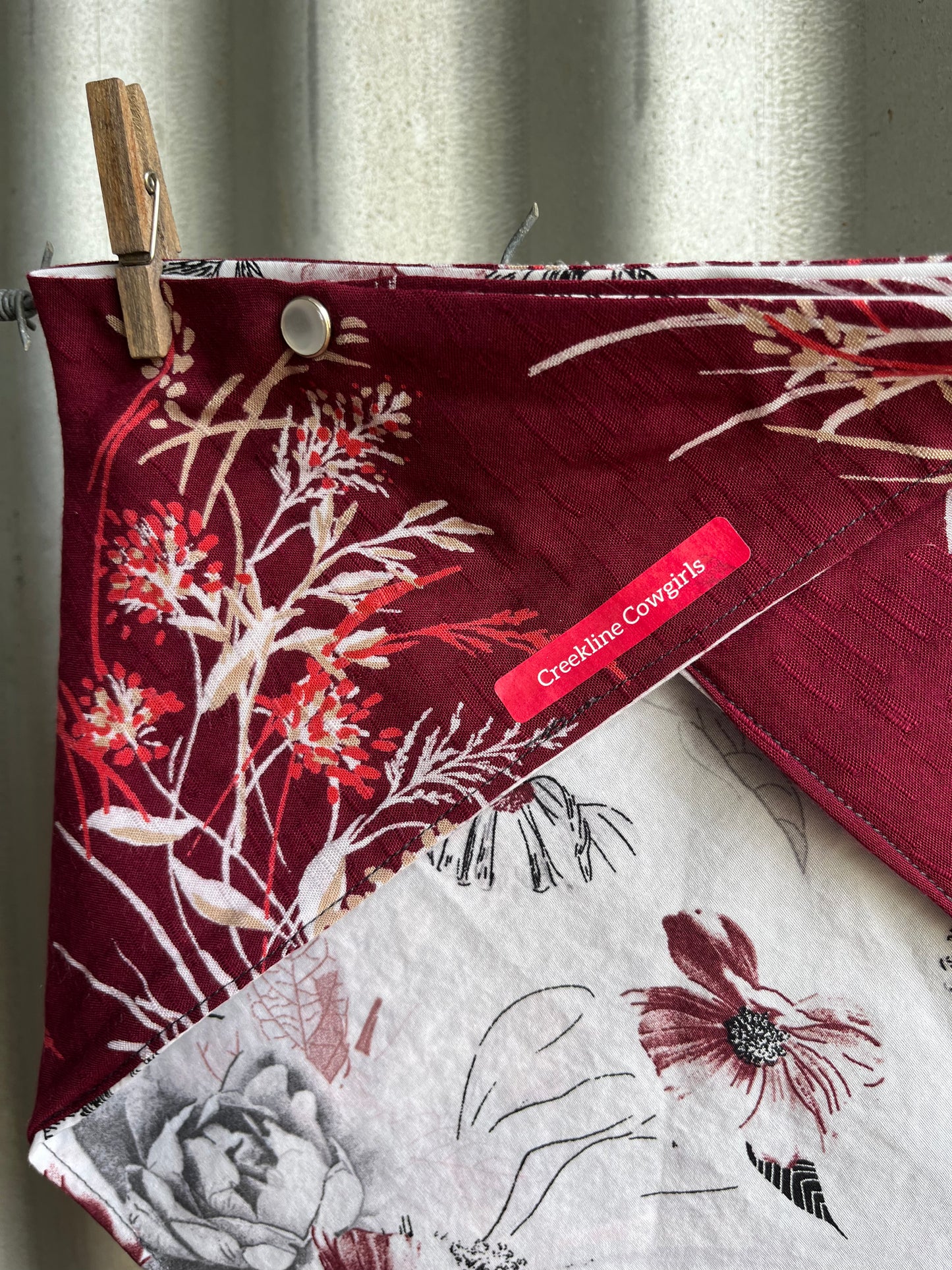 Burgundy & White Blooms Scarf
