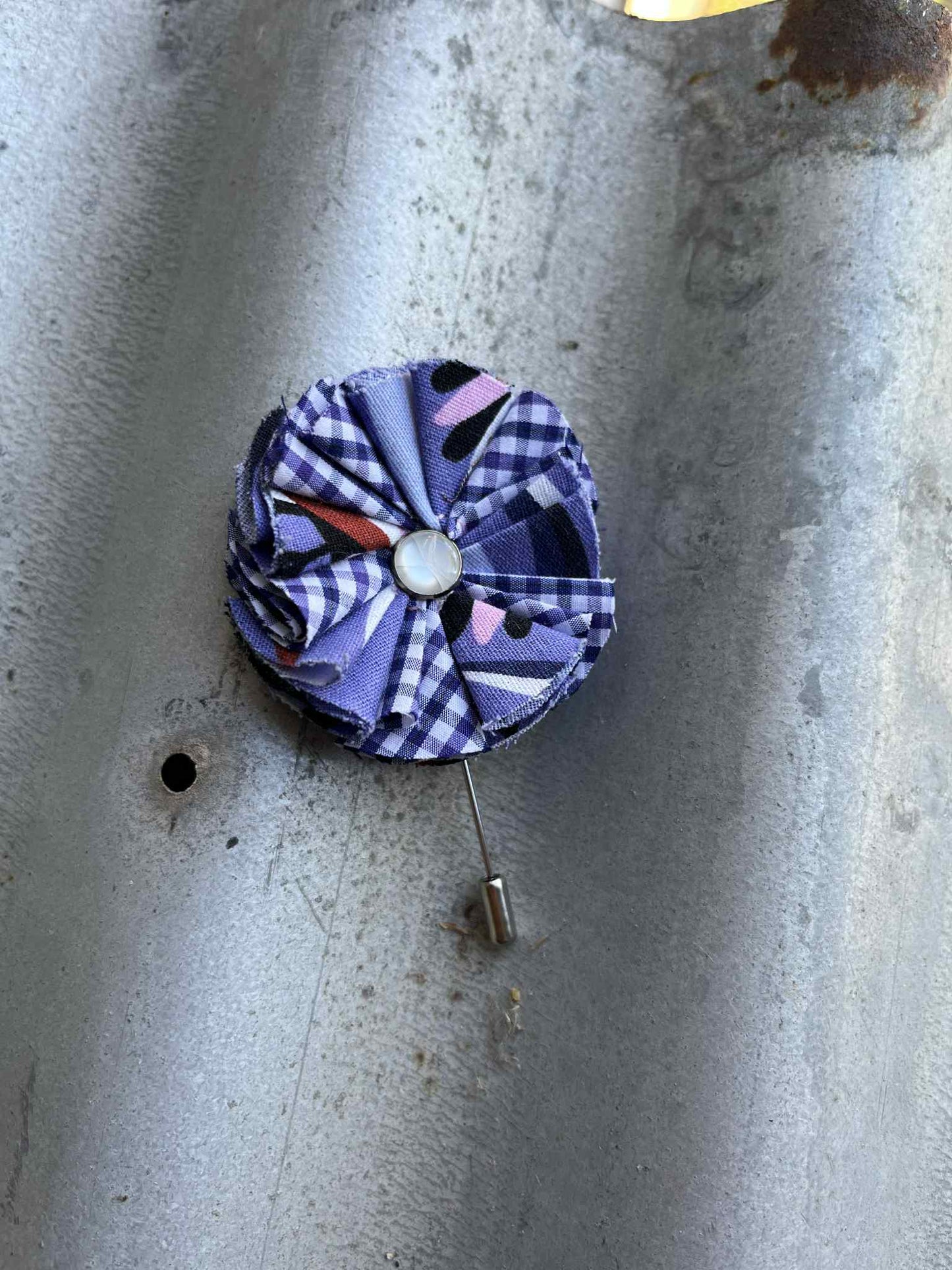 Purple & White Check Hatpin