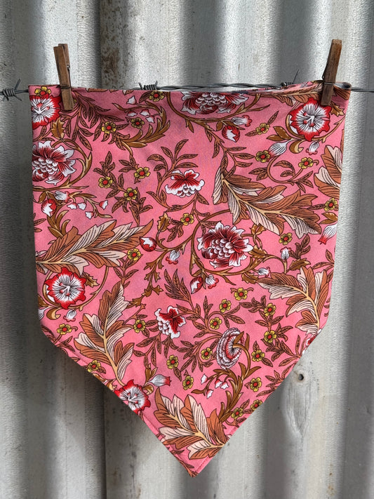 Peachy Floral & Check Scarf
