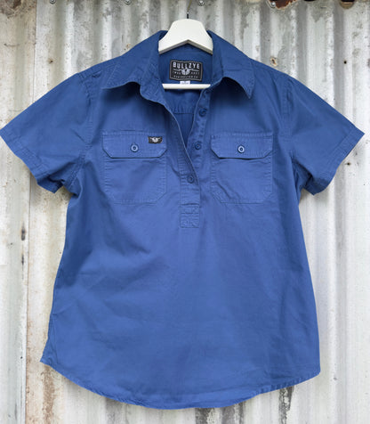 Bullzye Blue Womens Short Sleeve Shirt Size 12