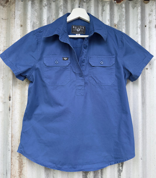Bullzye Blue Womens Short Sleeve Shirt Size 12