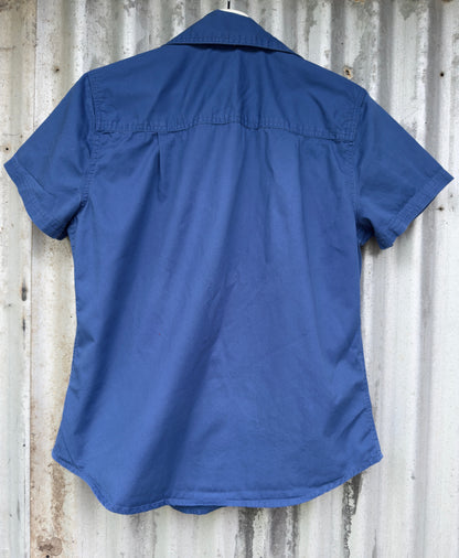 Bullzye Blue Womens Short Sleeve Shirt Size 12