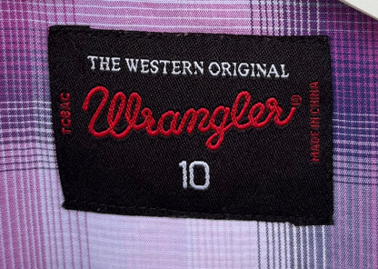 Wrangler Purple Check Womens Short Sleeve Shirt Size 10