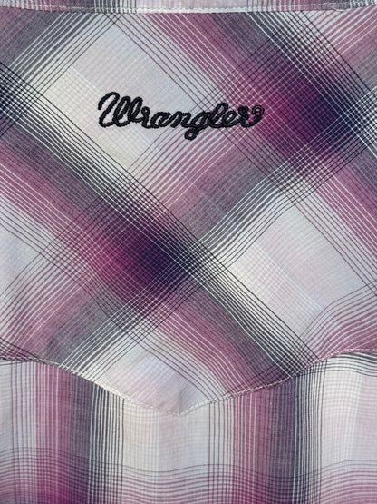 Wrangler Purple Check Womens Short Sleeve Shirt Size 10