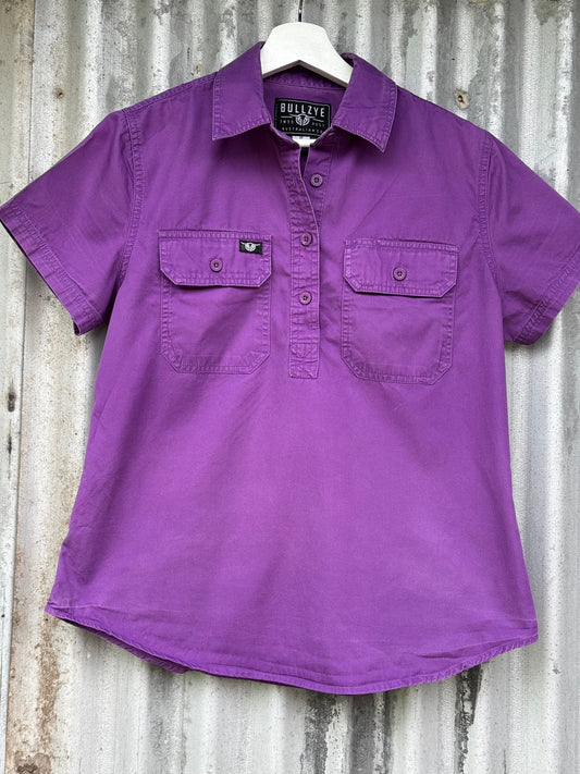 Bullzye Purple Womens Short Sleeve Shirt Size 12