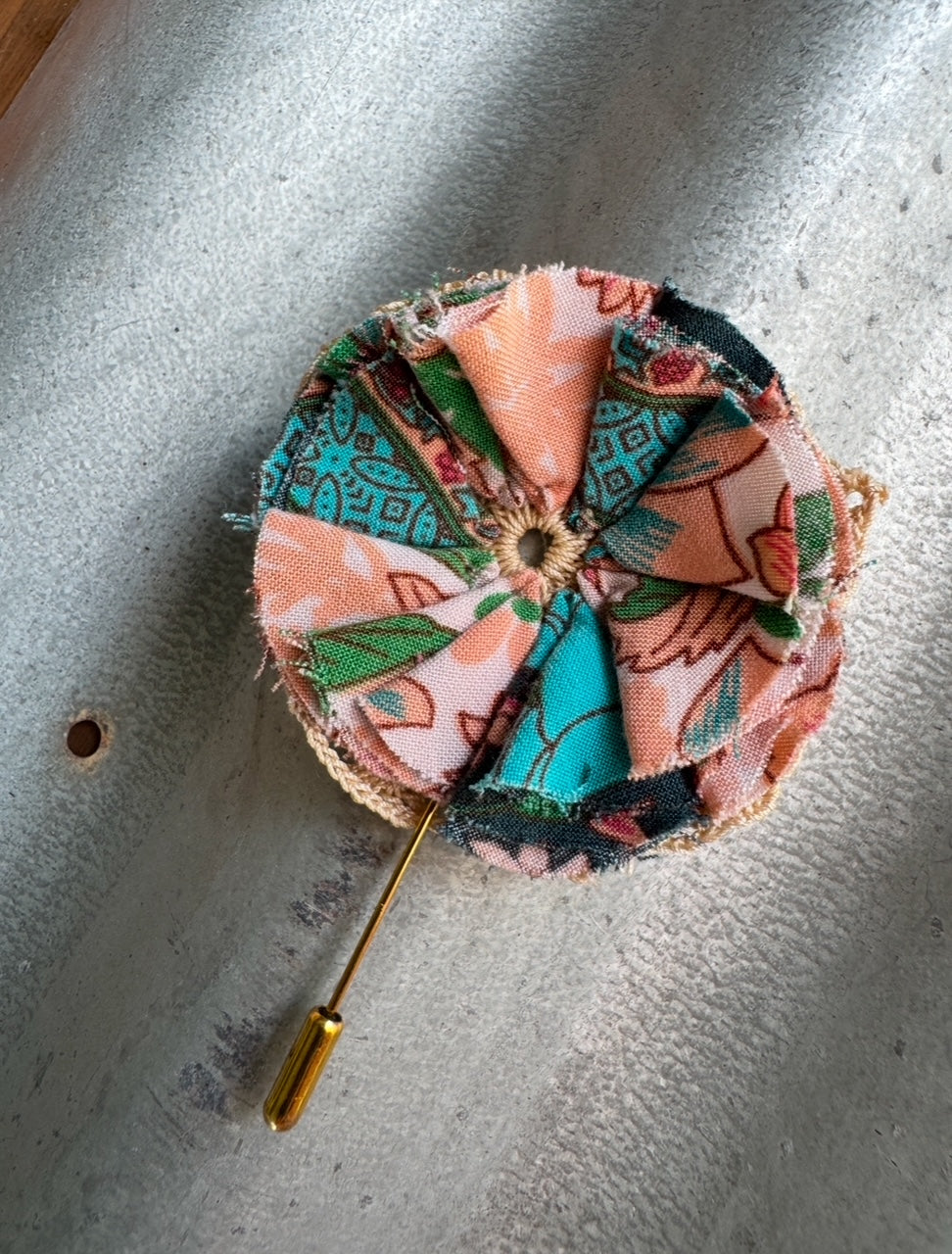 Aqua & Peach Boho Hatpin