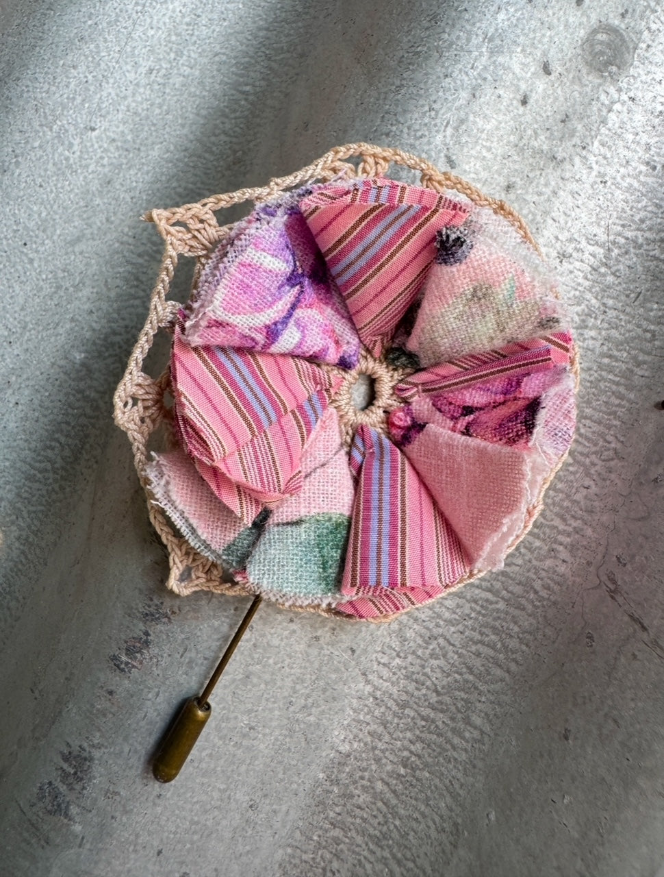 Stripey Floral Hatpin