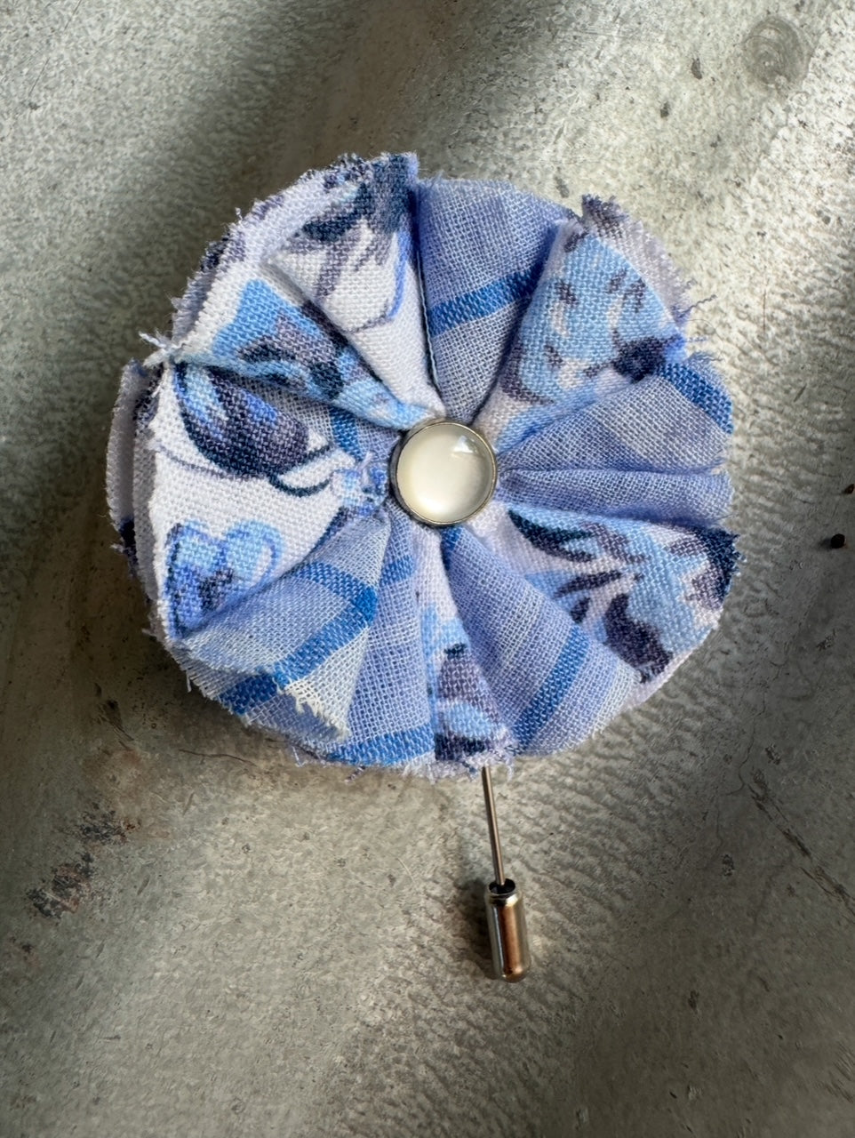 Blue Rose & Check Hatpin