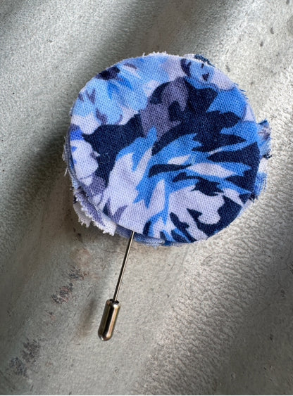 Blue Rose & Check Hatpin