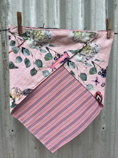 Pink Floral Stripe Scarf