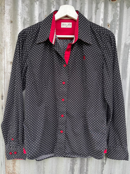 Thomas Cook Black & White Spot Womens Long Sleeve Shirt Size 10