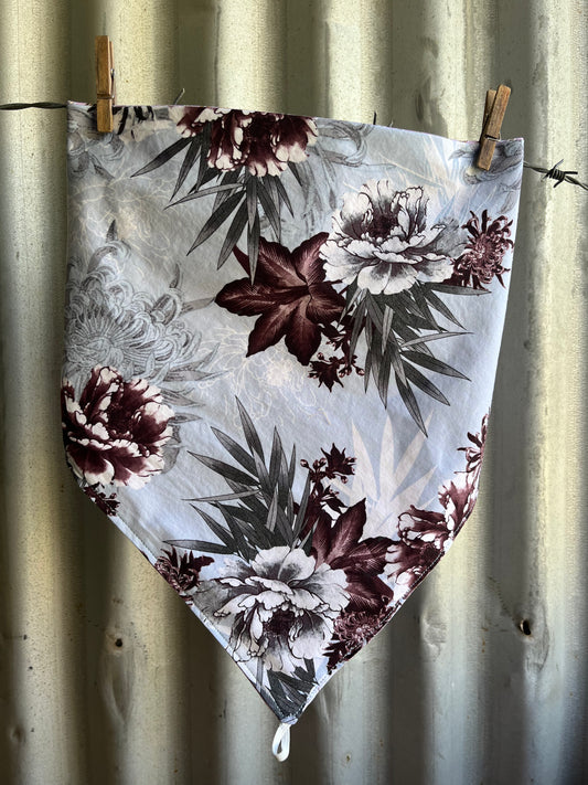 Burgundy & Blue Floral Stripe Scarf