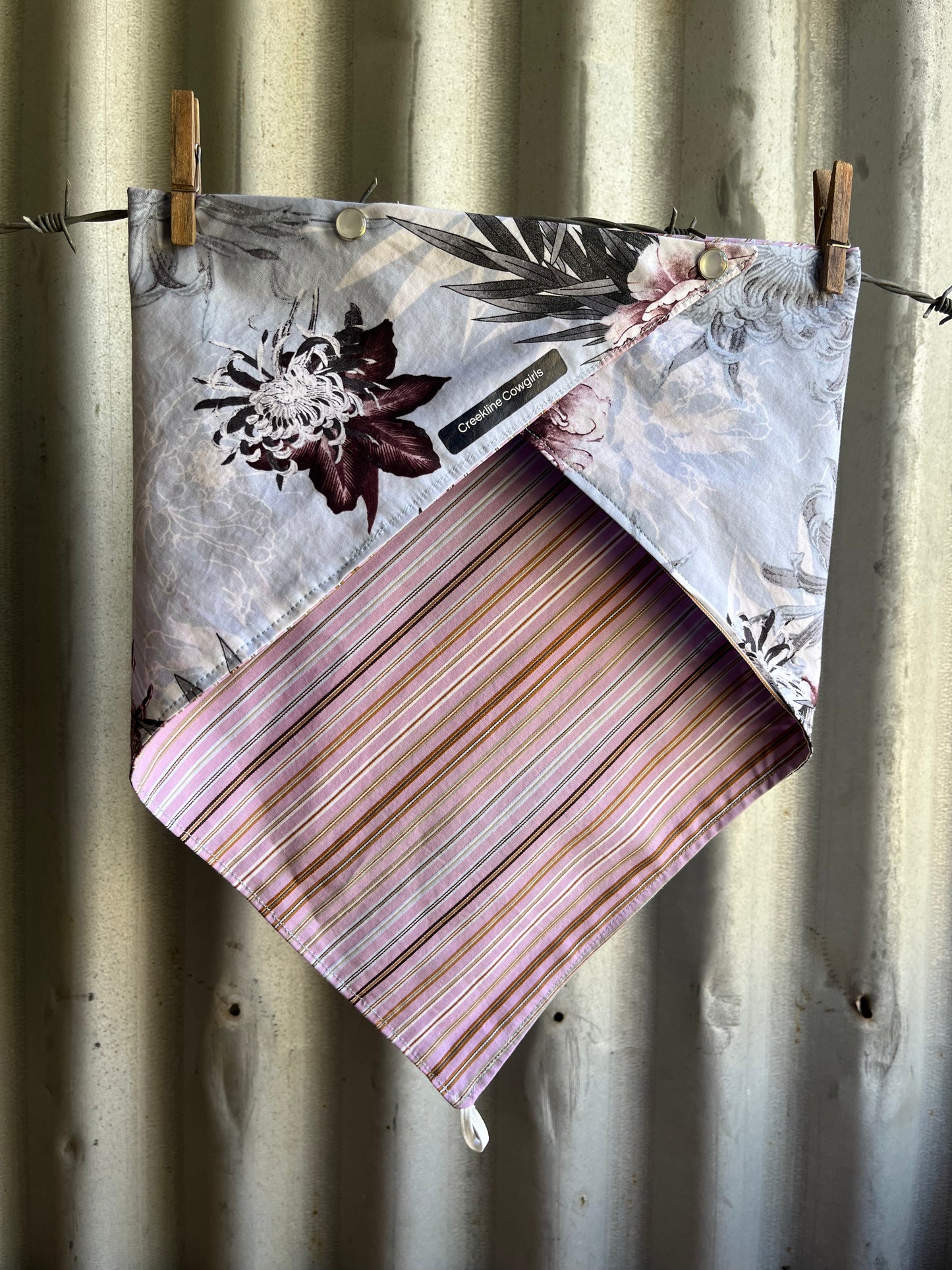 Burgundy & Blue Floral Stripe Scarf