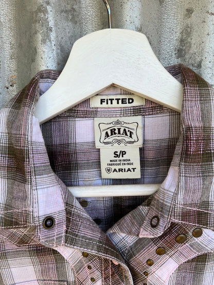 Ariat Fitted Pink & Brown Check Shirt