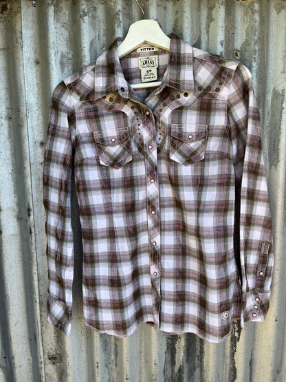 Ariat Fitted Pink & Brown Check Shirt
