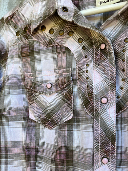 Ariat Fitted Pink & Brown Check Shirt