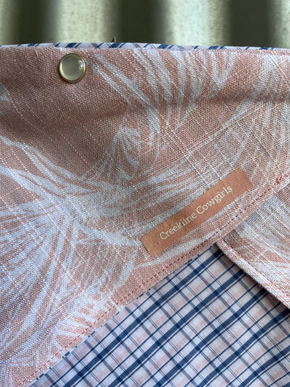 Pink Tropical & Blue Check Scarf