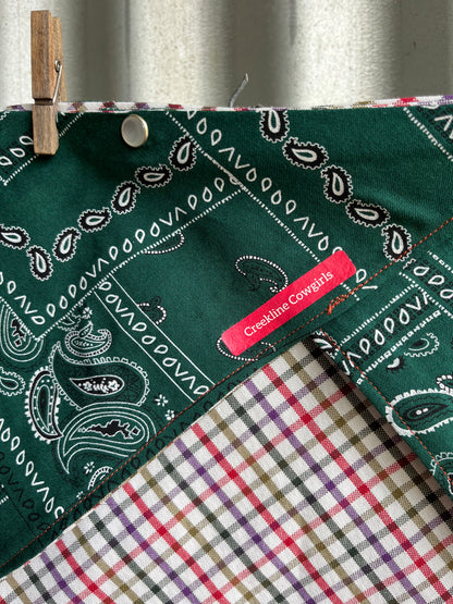 Green Paisley & Check Scarf