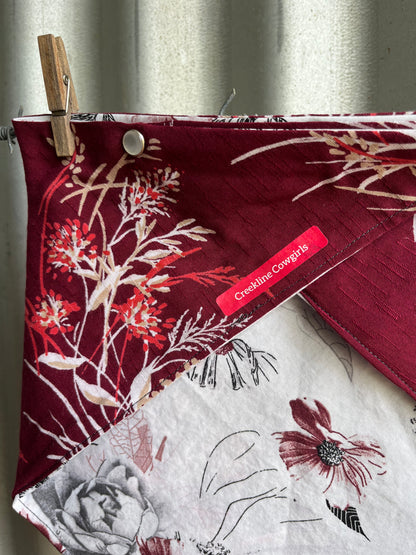 Burgundy & White Blooms Scarf