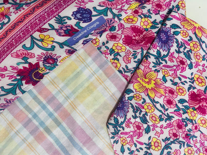 Pink Floral Check Mumma & Me Scarves