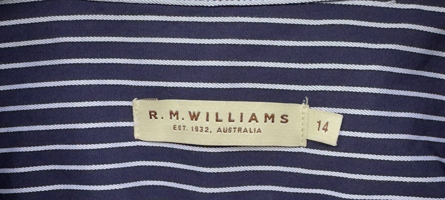 R.M. Williams Blue Stripe Womens Long Sleeve Shirt Size 14