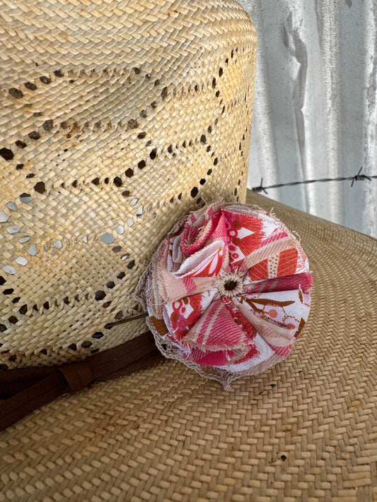 Pink & Orange Floral Check Hatpin